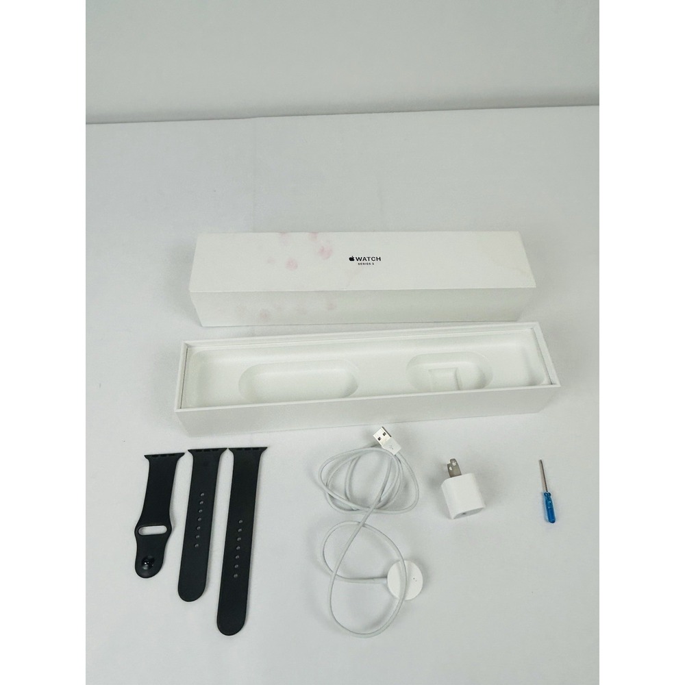 Apple Watch Series 3 Box Charger Block & Band MR362LL/A A1859 White Black 42mm - Picture 10 of 16